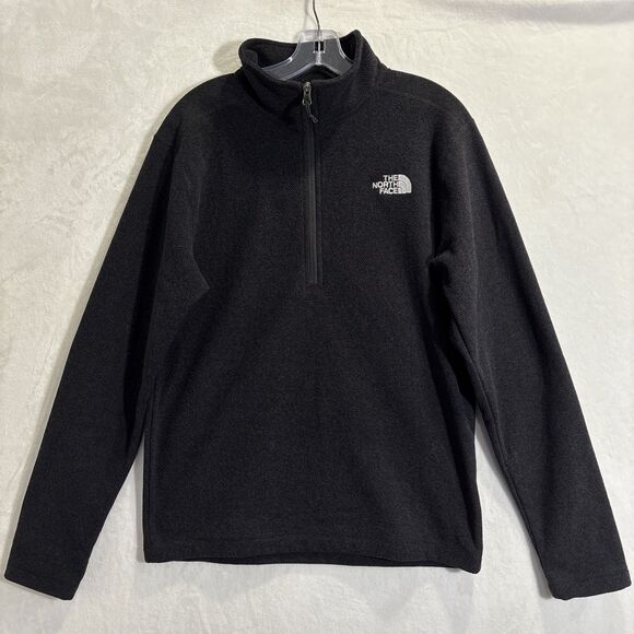 The North Face Men's Textured Cap Rock Fleece 1/4 Zip Pullover Black Medium - Picture 1 of 15